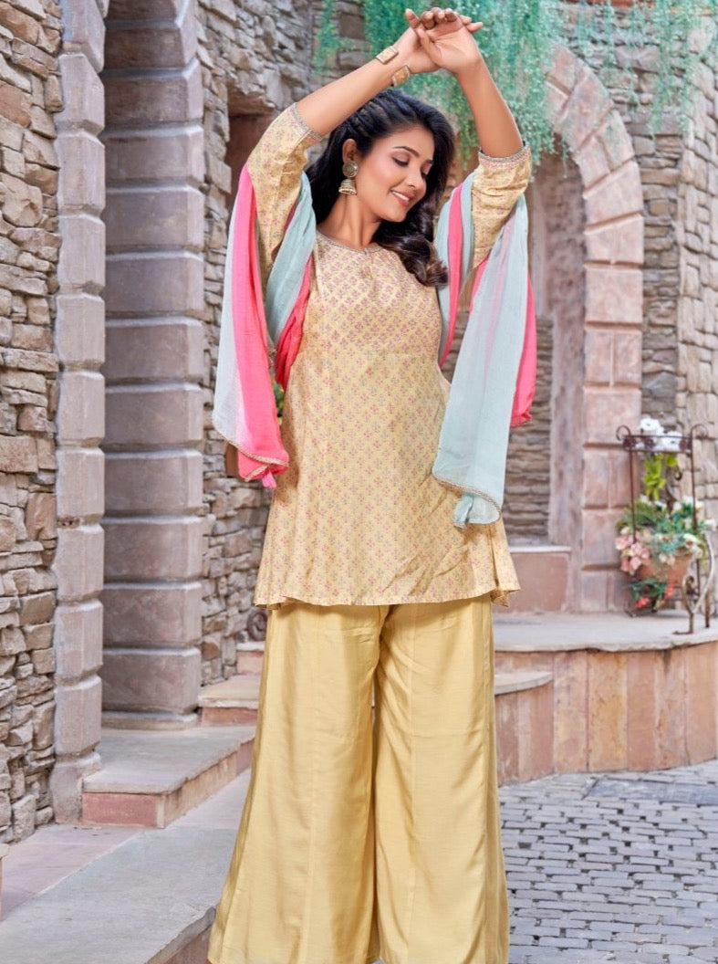 Lime Green Muslin Short Suit Set - Payal