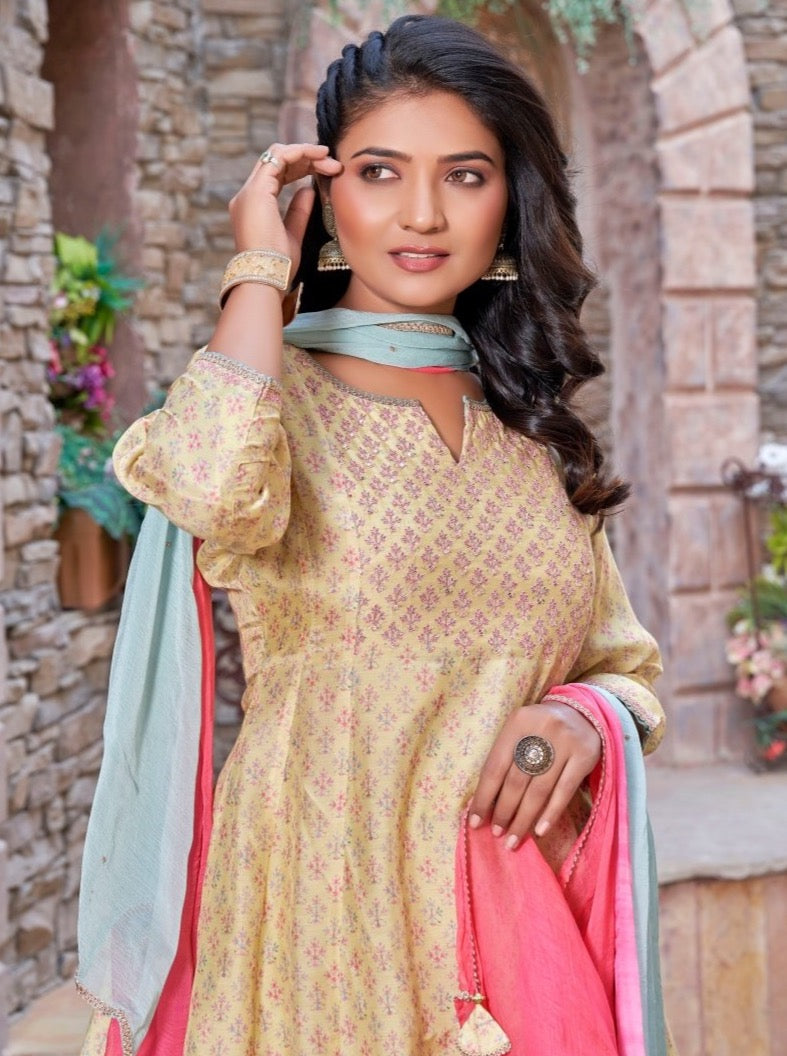 Lime Green Muslin Short Suit Set - Payal