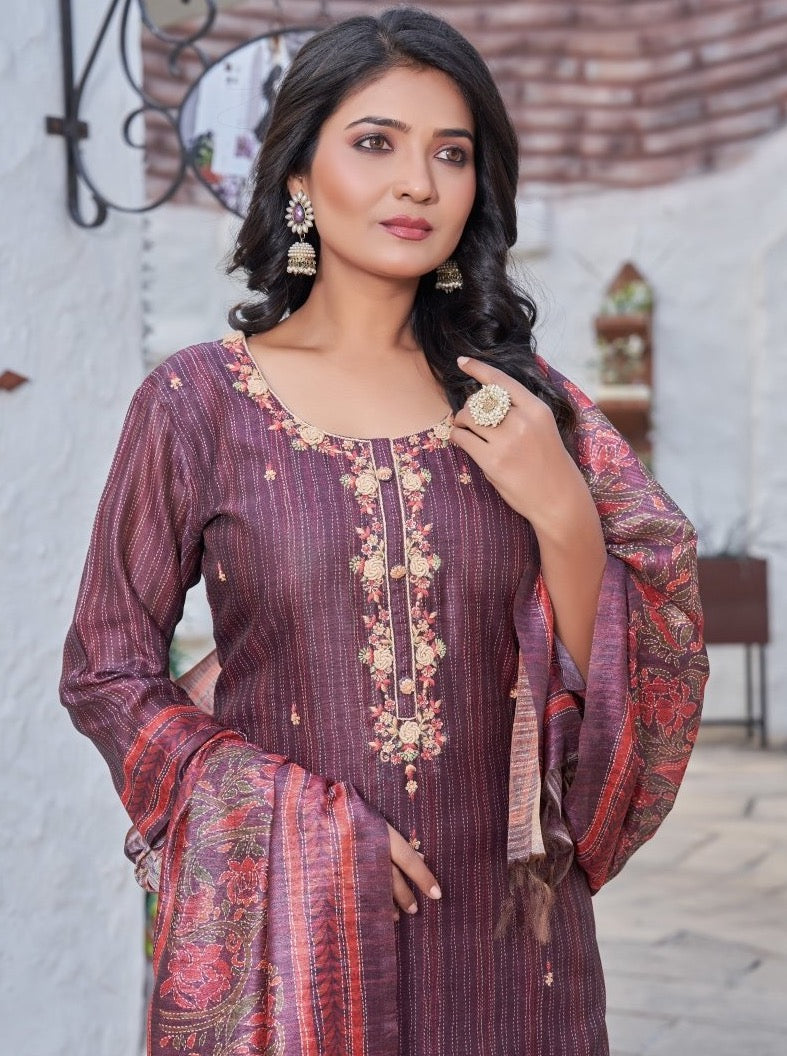 Maroon Art Silk Straight Festive Suit Set - Payal