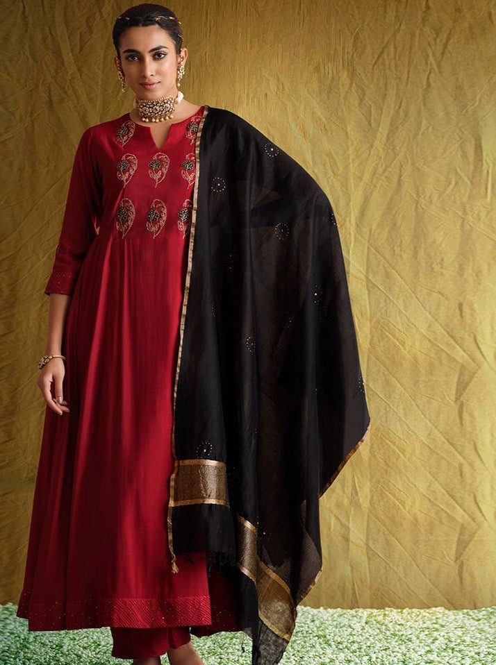Maroon Modal Aline Suit Set - Payal