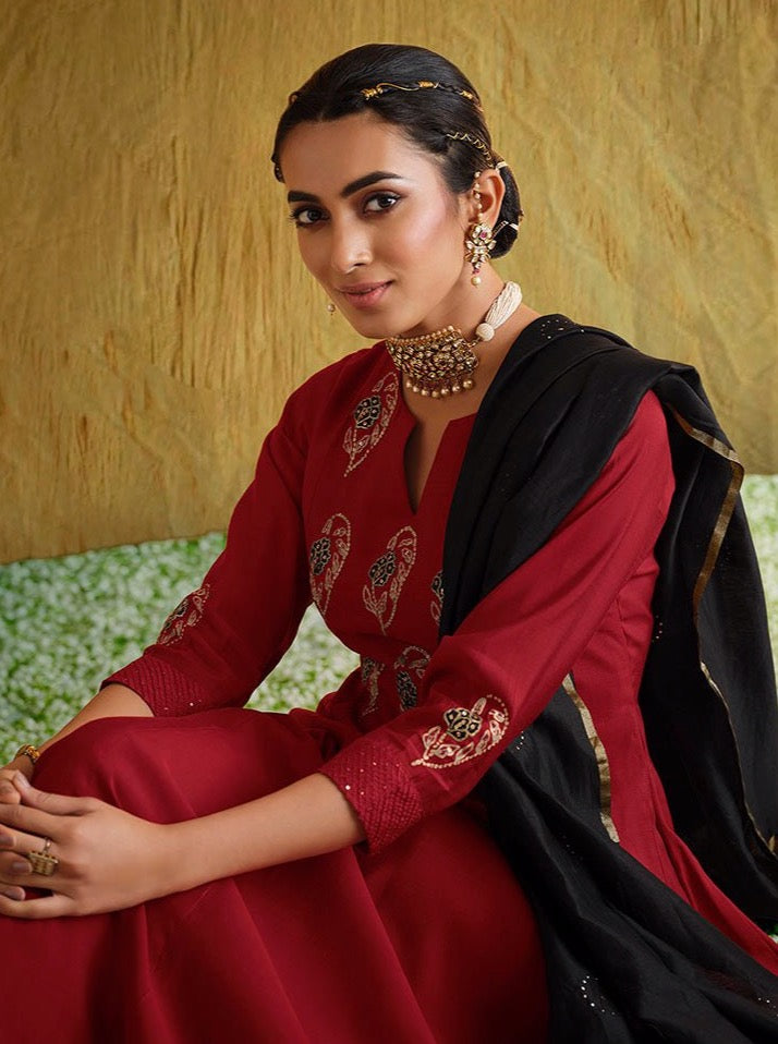 Maroon Modal Aline Suit Set - Payal