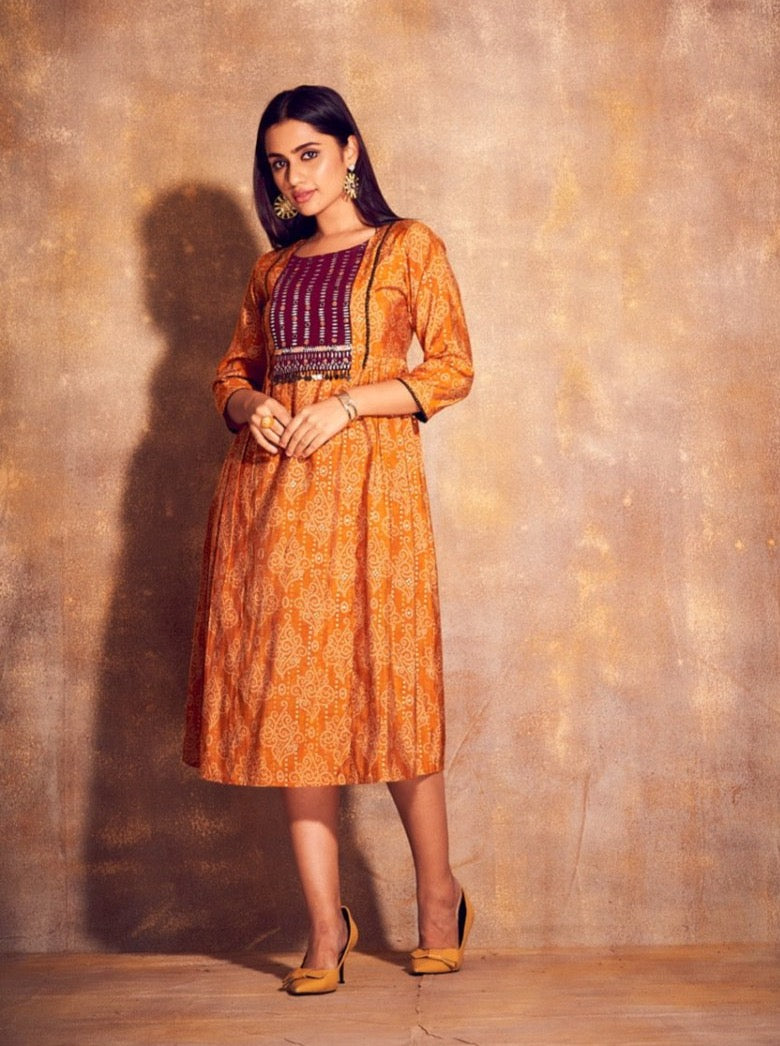Mustered Muslin Aline Kurti - Payal