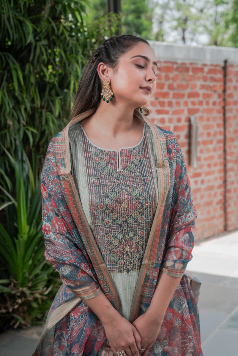 Parrot green Straight Suit Set - Payal