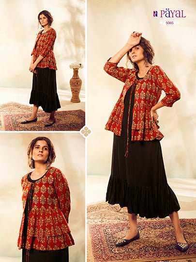 Payal Designer Aline Smart Look Casual Office Online Kurti With Jaket - Payal