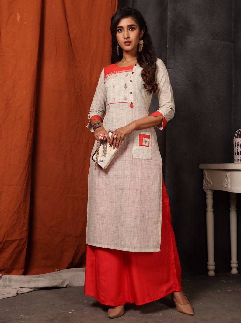 Payal Designer ethnic wear Straight Cut Office Look 3-4 Sleeve Online Kurta-Kurti - Payal