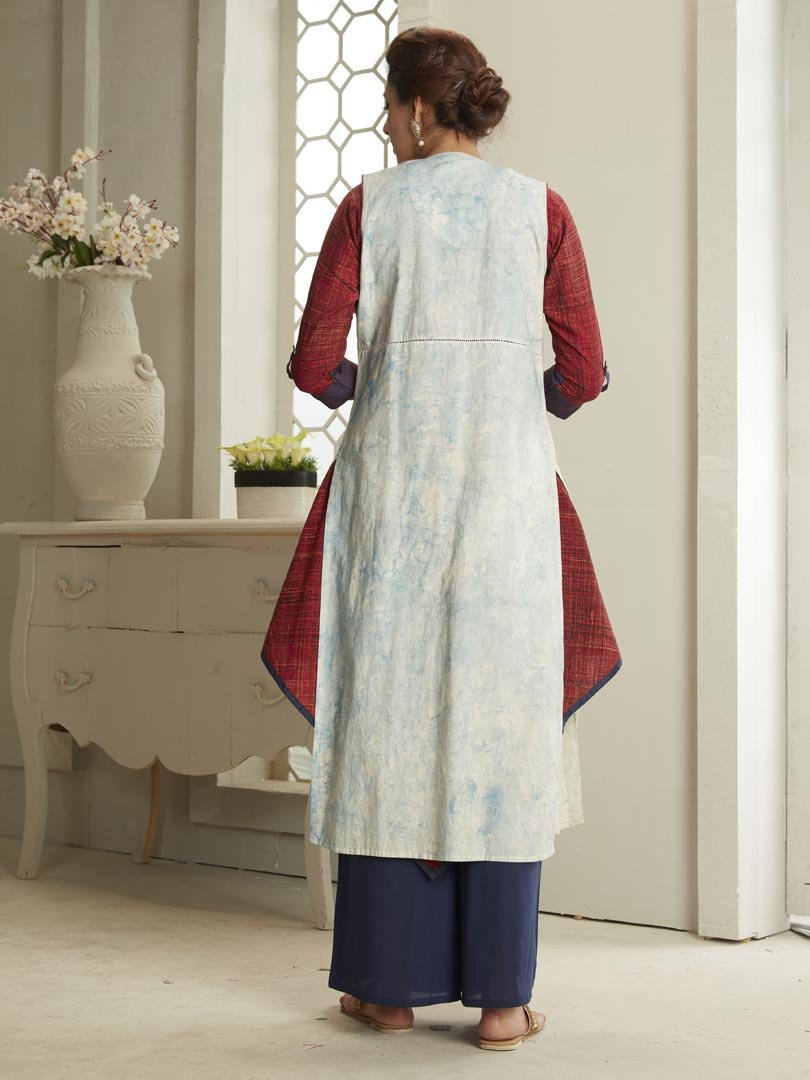 Payal Designer Party Wear Kurta Suit Maroon Cotton Aline Smart Look Stitched Palazzo Suit With Separate Jacket - Payal