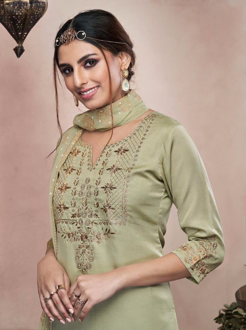 Payal Designer Straight Cut Festive Different Look 3-4 Sleeve Ethnic Wear Online Pent Suit - Payal