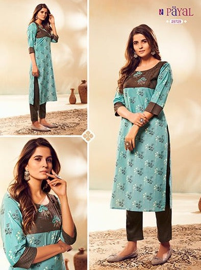 Payal Designer Straight Cut Office Look Casual Ethnic Wear Online Kurta With Pent - Payal