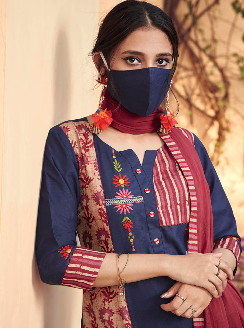 Payal Designer Straight Cut Smart Look 3-4 Sleeve Ethnice Wear Casul Hand Work Online Pent Suit - Payal