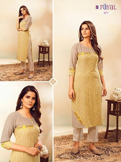 Payal Designer Straight Cut Smart Look Casul Ethnic Wear Online Kurta-Kurti - Payal