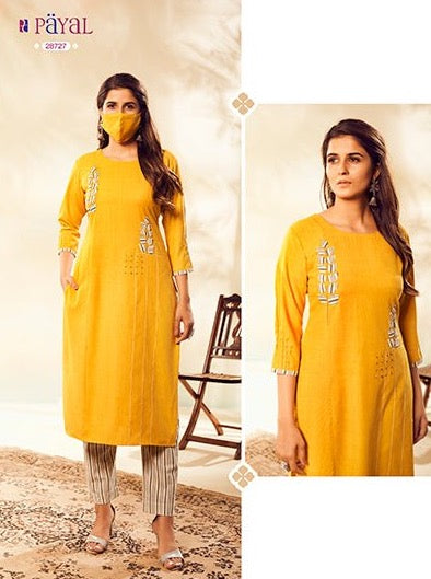 Payal Designer Straight Cut Smart Look Ethnic Wear Online Kurta With Pent - Payal