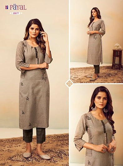 Payal Designer Straight Cut Smart Look Ethnic Wear Online Kurta With Pent - Payal