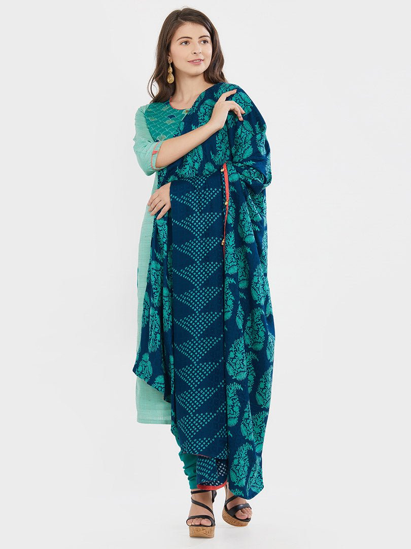 Payal Designer Straightcut Sky Blue Fastive 3-4 Sleeve Smart Look Online Churidar Suit - Payal