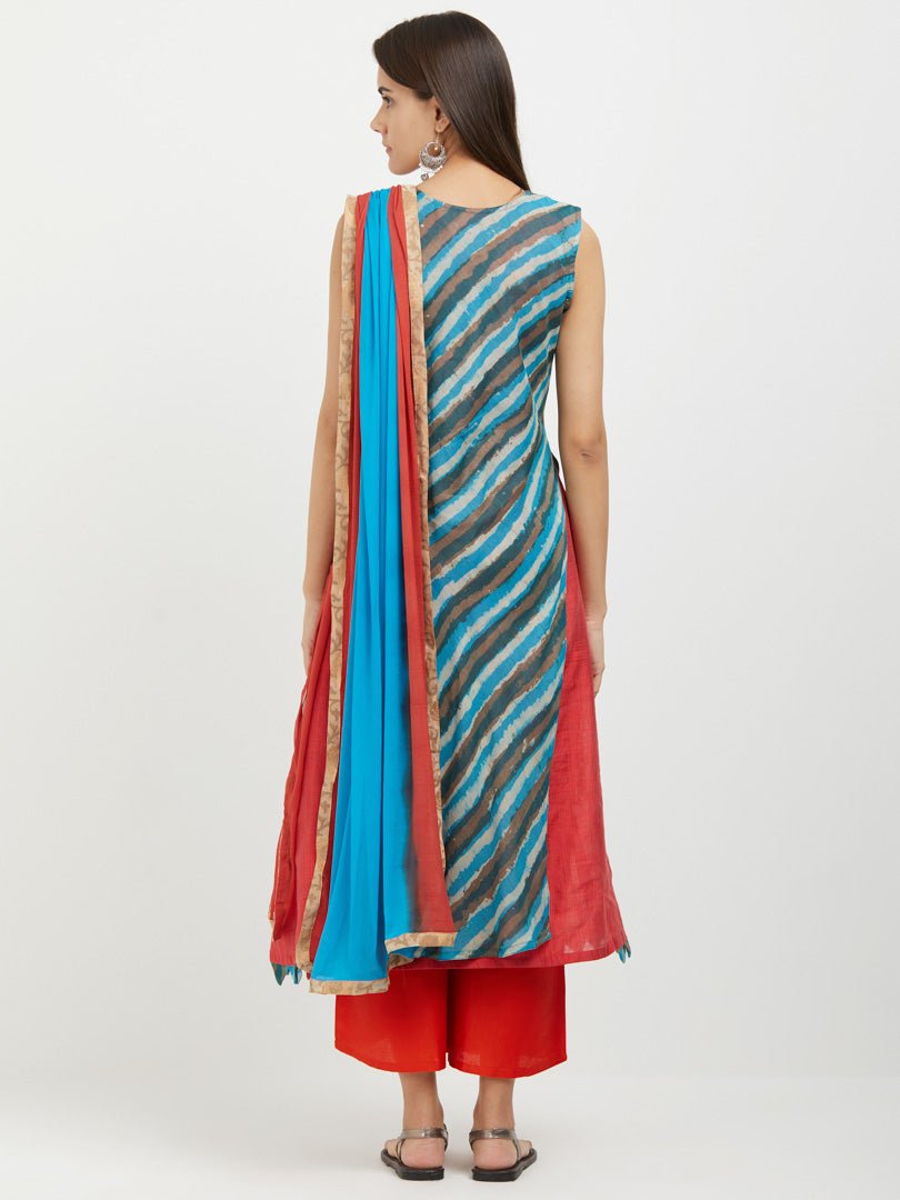 Payal Designer Wear Royal Look Sleeveless Smart Aline Palazzo Suit Stitched Womens Dress - Payal