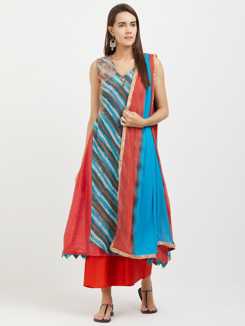 Payal Designer Wear Royal Look Sleeveless Smart Aline Palazzo Suit Stitched Womens Dress - Payal