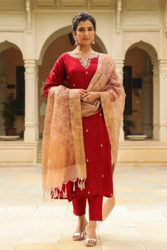 PAYAL Festive Silk Straight Suit Set - Payal