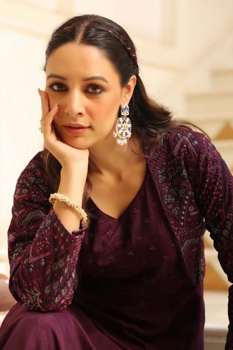 PAYAL Flared Suit Set with Embroidered Jacket - Payal