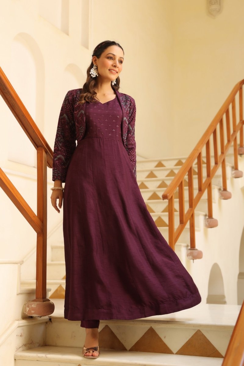 PAYAL Flared Suit Set with Embroidered Jacket - Payal