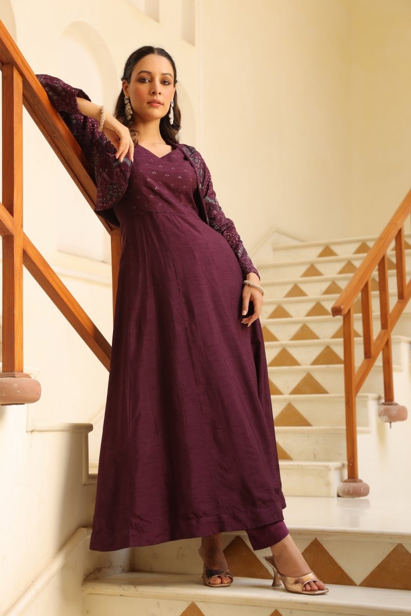 PAYAL Flared Suit Set with Embroidered Jacket - Payal