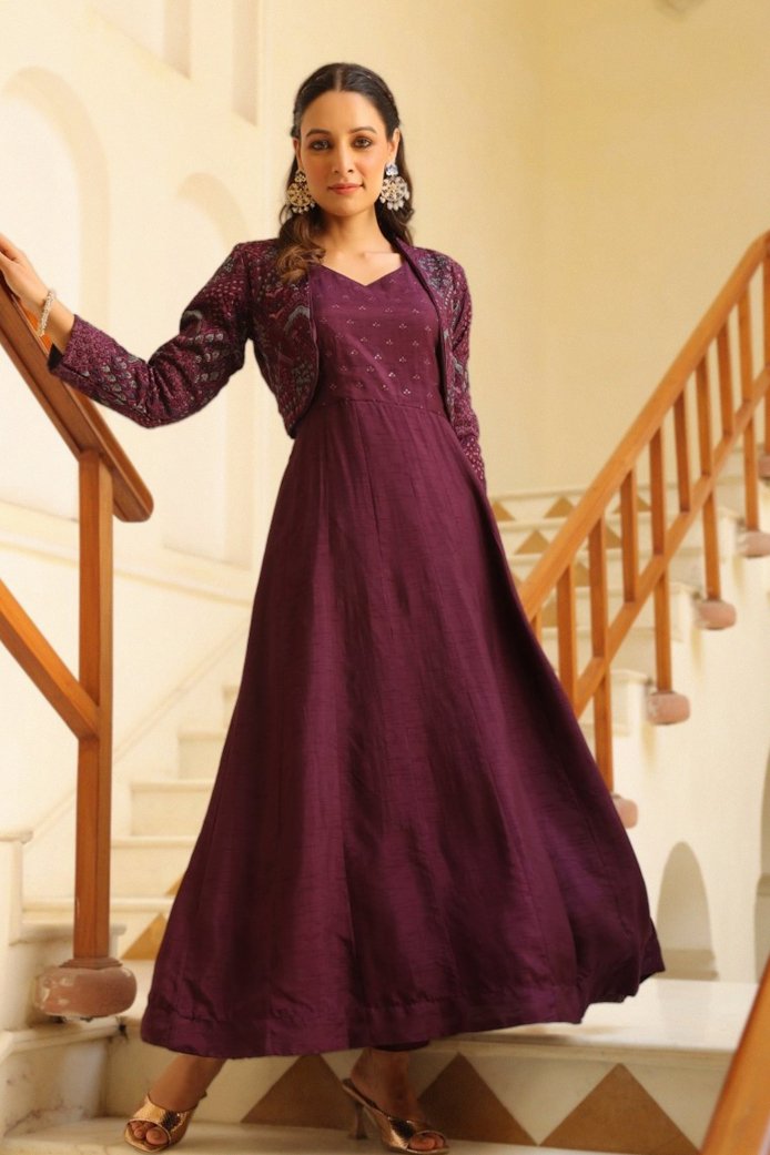 PAYAL Flared Suit Set with Embroidered Jacket - Payal