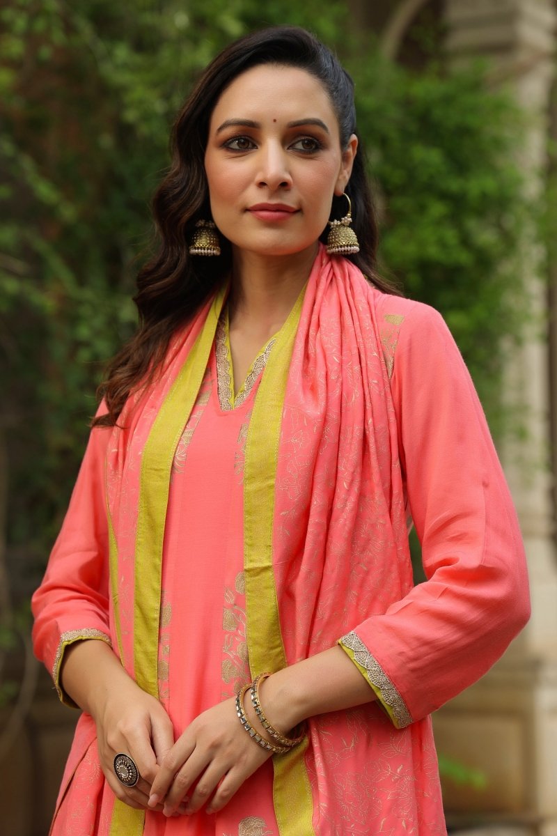 PAYAL Gold Printed Flared Suit Set - Payal