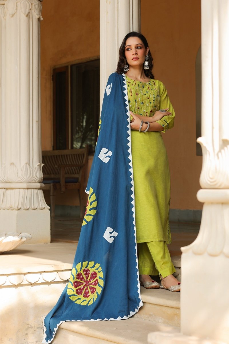 PAYAL Khadi Silk Straight Suit Set - Payal