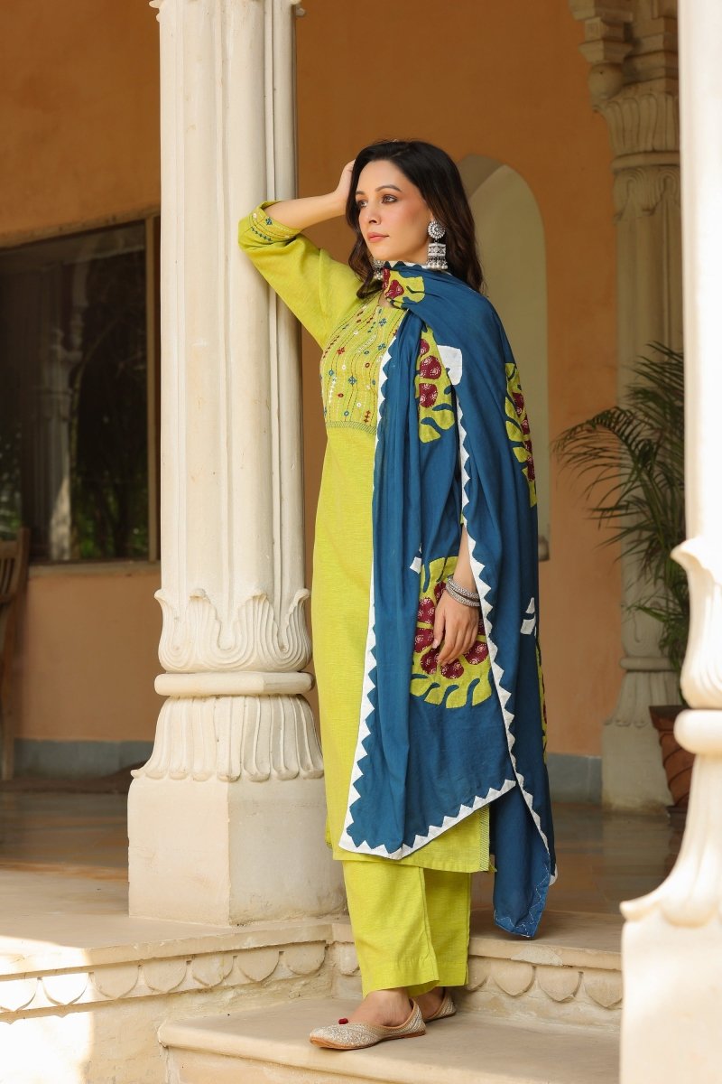 PAYAL Khadi Silk Straight Suit Set - Payal