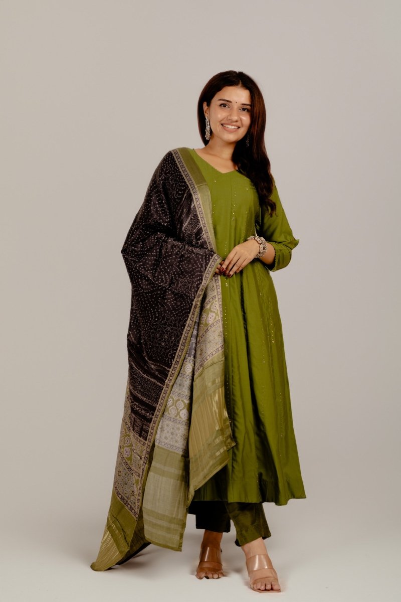 PAYAL Red Bhagalpuri Silk Flared Suit Set - Payal