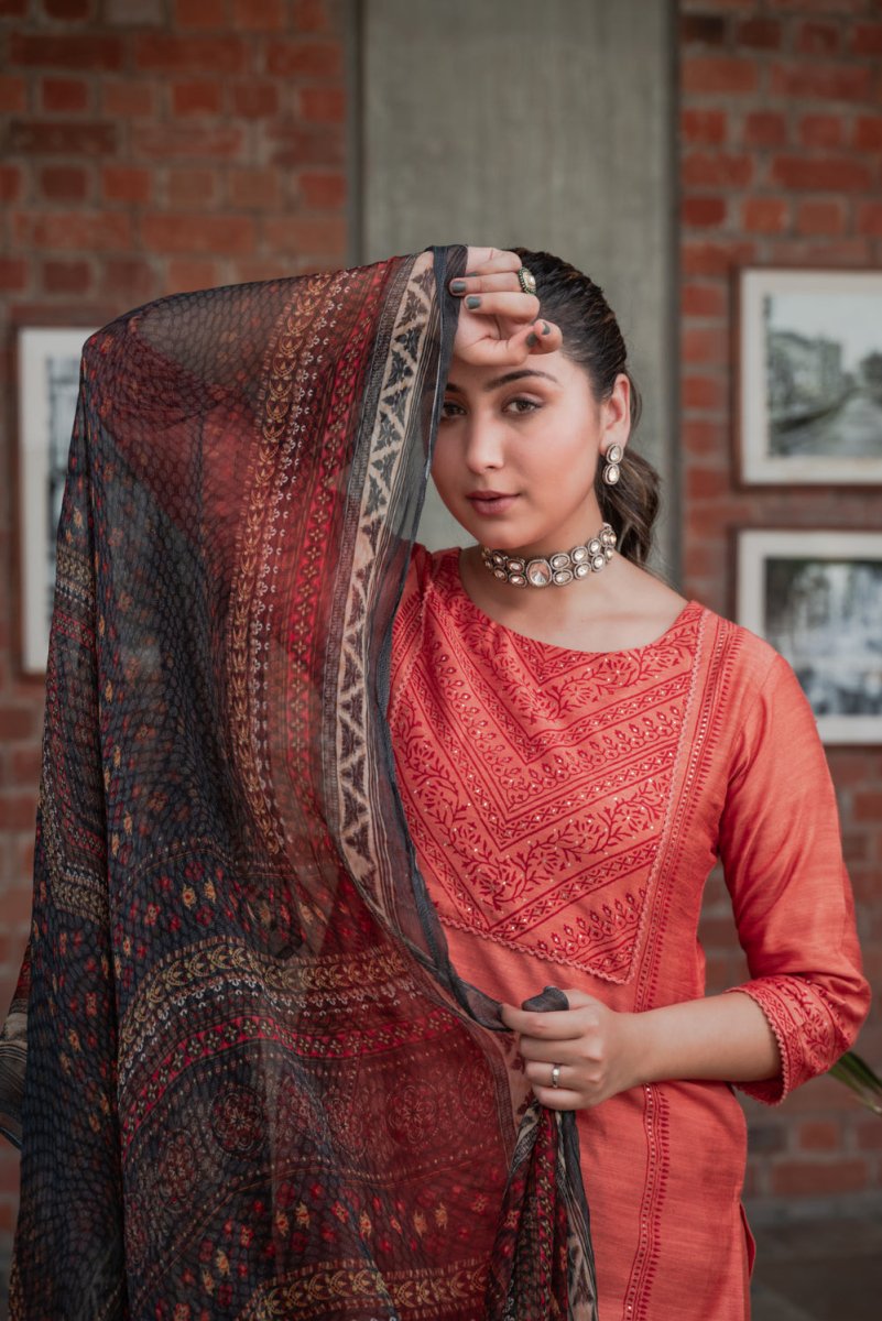 PAYAL Silk Chanderi Straight Suit Set - Payal