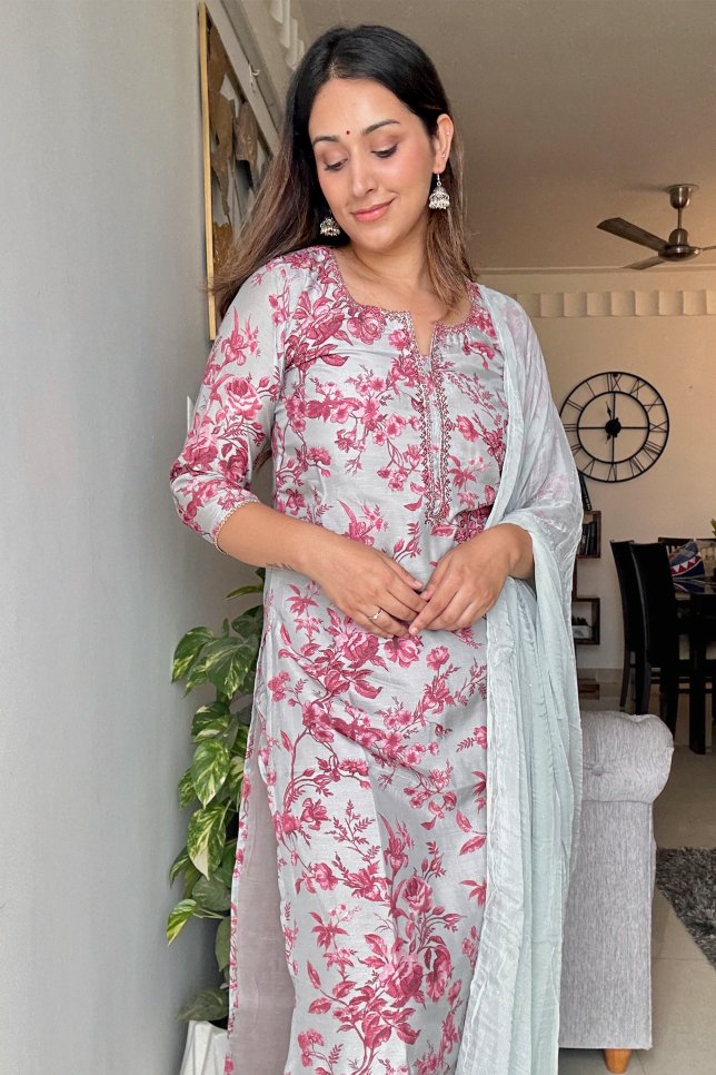 PAYAL Silk Printed Co-ord Suit Set - Payal