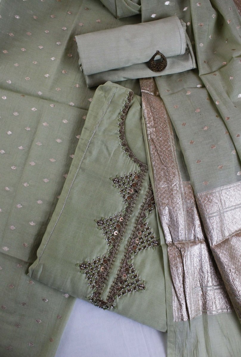 Peach Chanderi Aline Suit Set - Payal