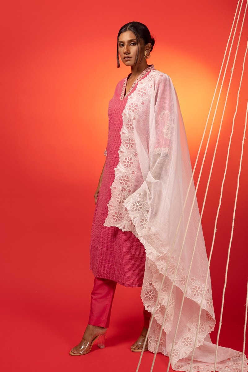 Pink Cotton Chanderi Suit Set - Payal