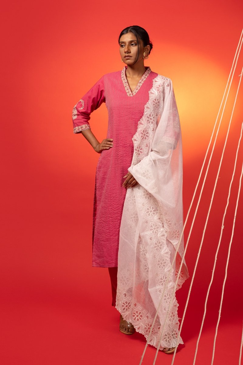 Pink Cotton Chanderi Suit Set - Payal