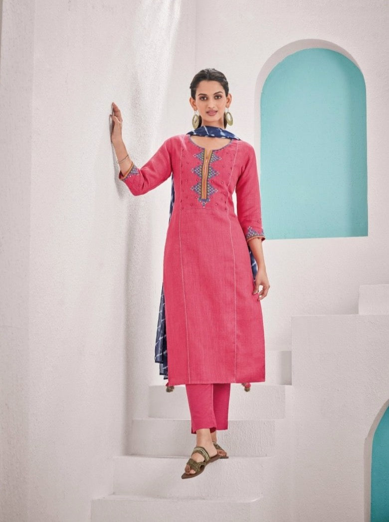 Pink Linen Suit Set - Payal