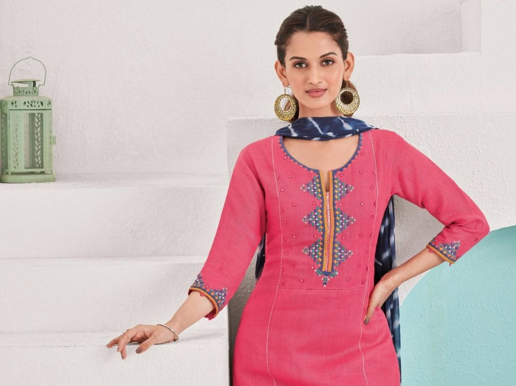 Pink Linen Suit Set - Payal