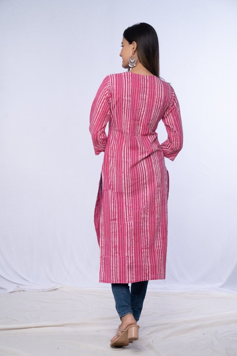 Pink Straight Handwork Kurta - Payal
