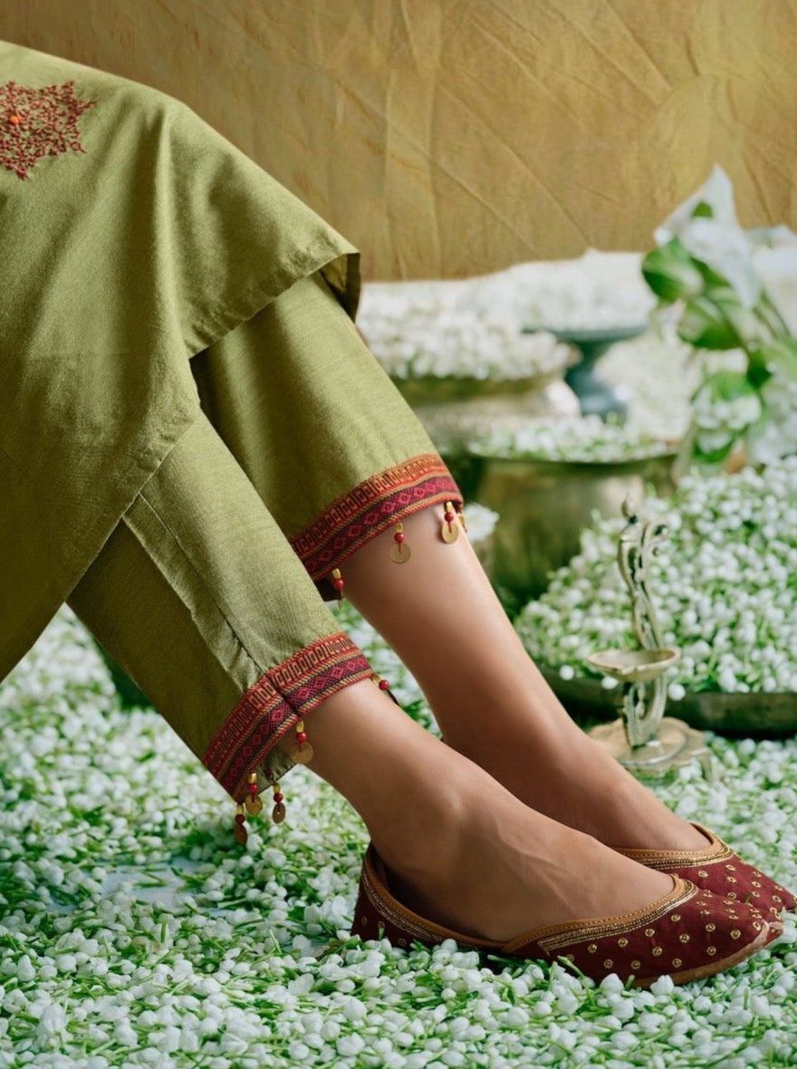 Pista Green Aline Ethnic Suit Set - Payal