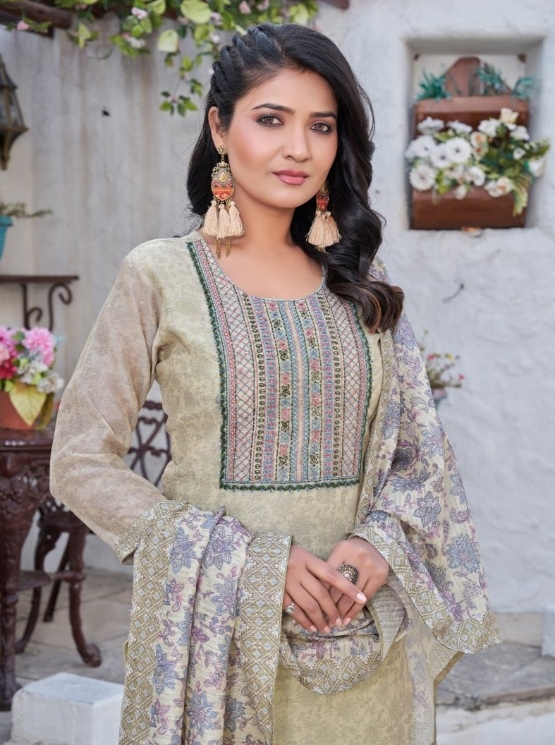 Pista Green Chanderi Straight Suit Set - Payal