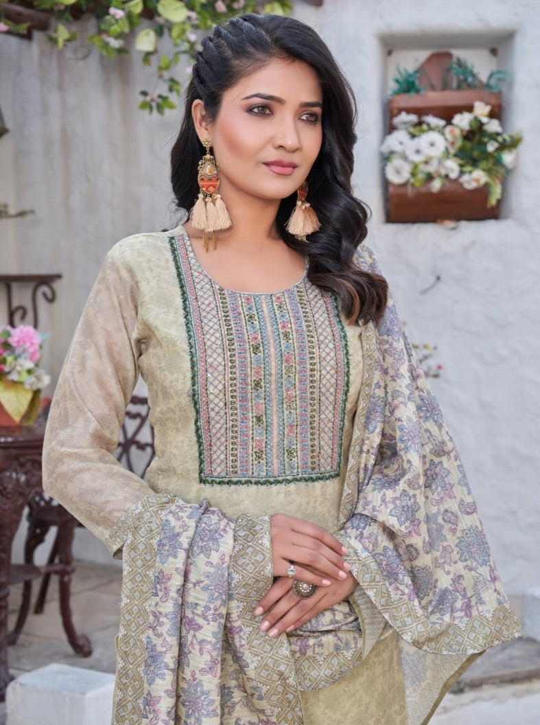 Pista Green Chanderi Straight Suit Set - Payal