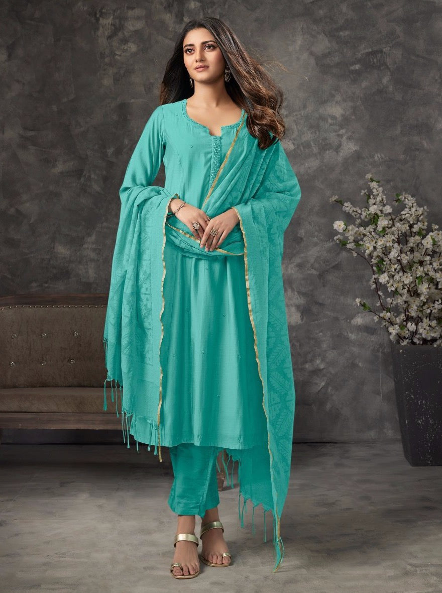 Rama Chanderi Aline Suit Set - Payal