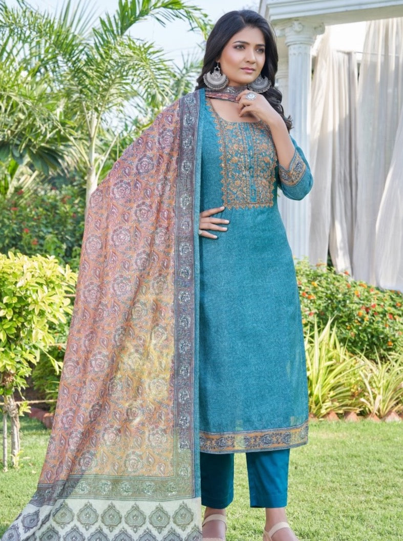 Rama Chanderi Straight Suit Set - Payal