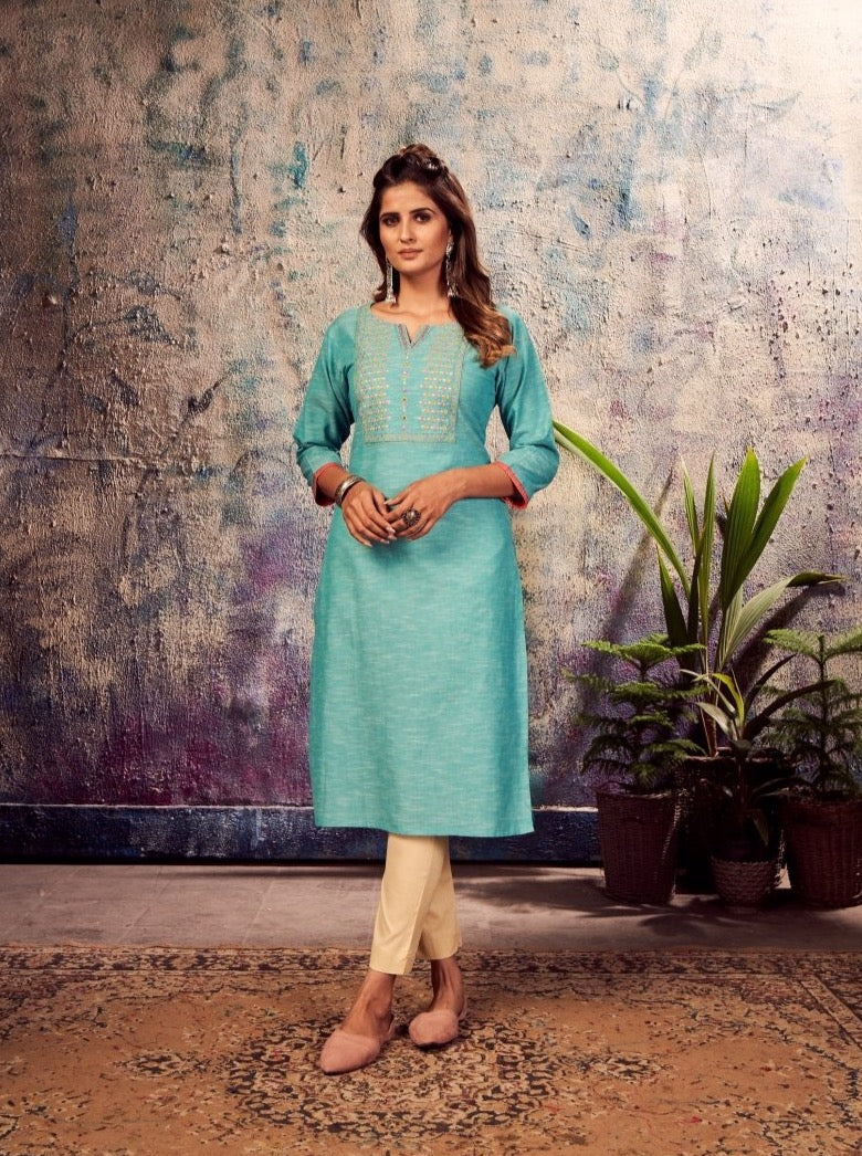 Rama Cotton Straight Kurti - Payal