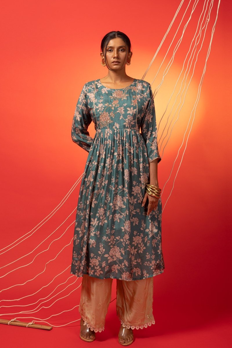 Rama Pleated Festive Kurta Set - Payal