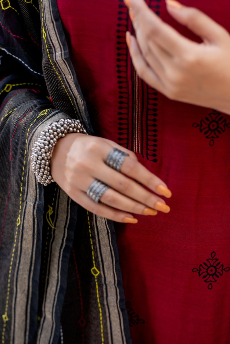 Silk Hand Block Printed Suit Set - Payal