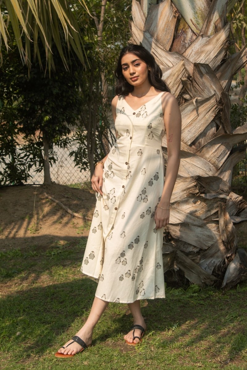 White buttoned Aline kurti - Payal