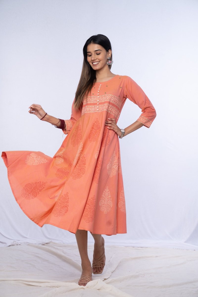WOK Block Printed Kurti Dress - Payal
