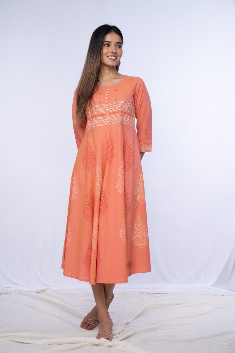 WOK Block Printed Kurti Dress - Payal
