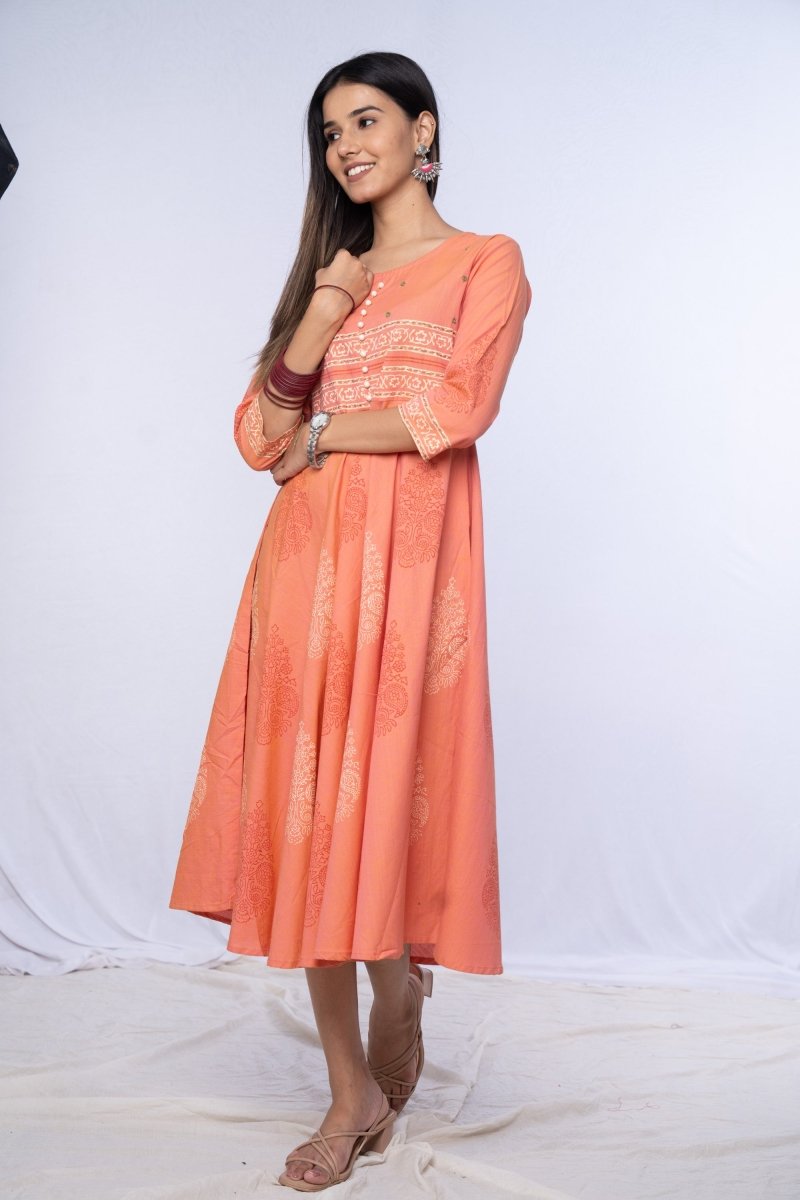 WOK Block Printed Kurti Dress - Payal