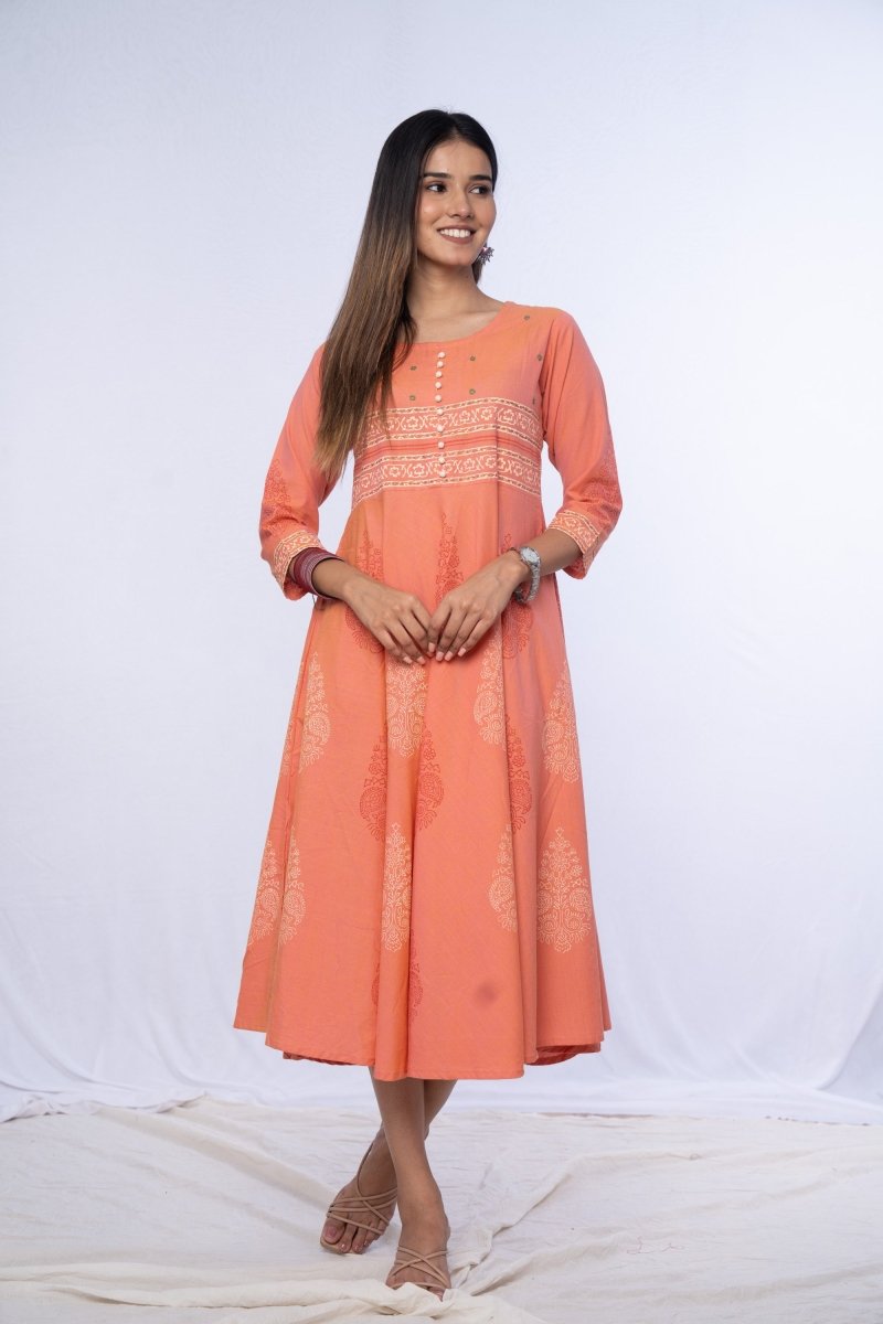 WOK Block Printed Kurti Dress - Payal