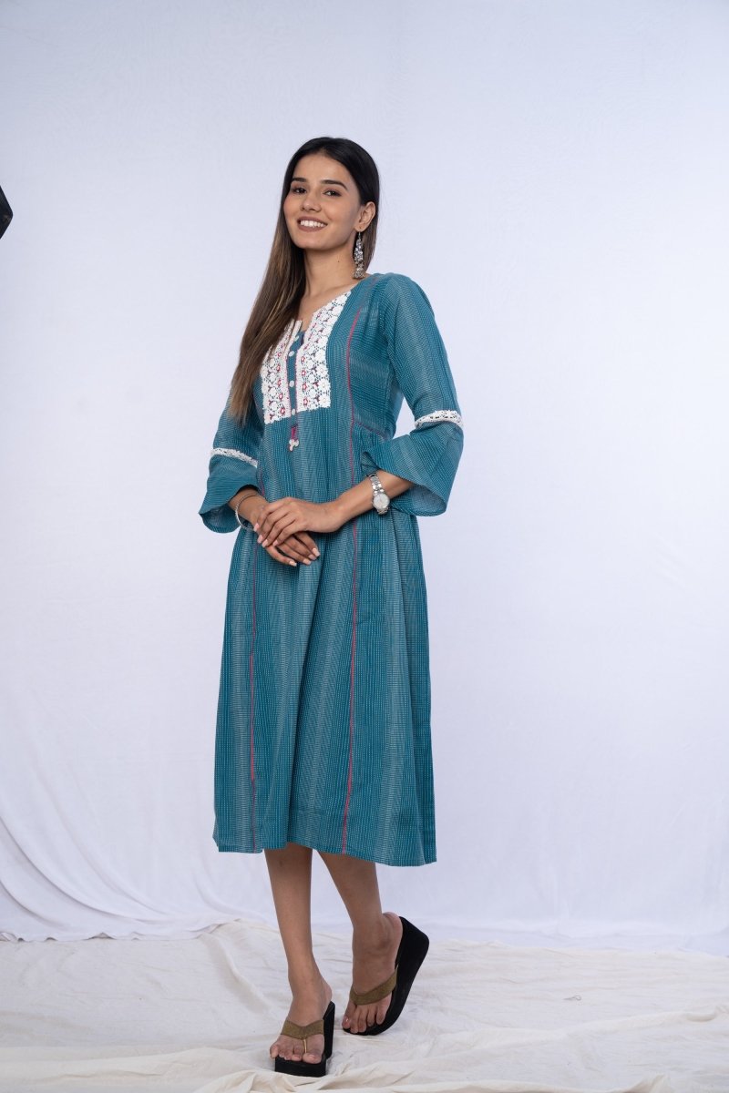 WOK Cotton Dress with Aari Embroidery - Payal